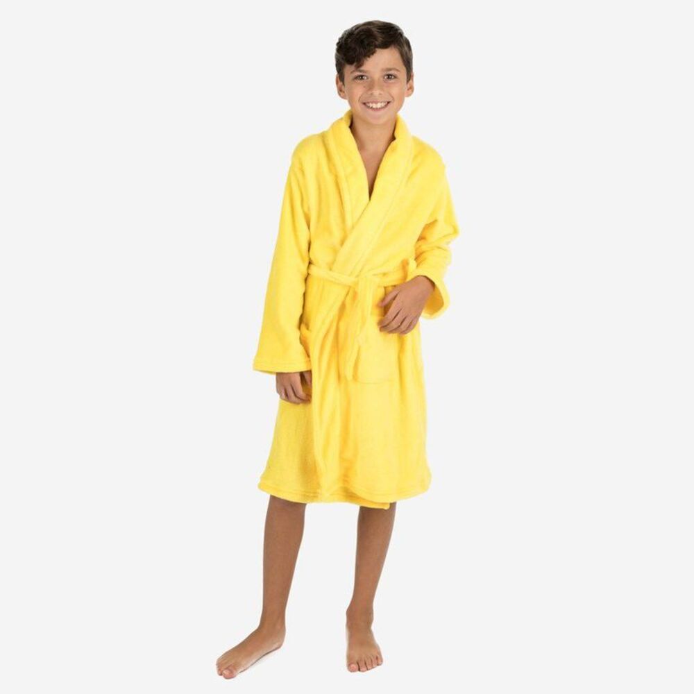 Leveret Kids Shawl Collar Fleece Robe Yellow 10